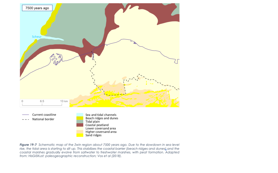 7  Schematic map of the Zwin region about 7500 years ago.