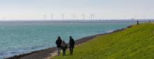 Bezoekers wandelen langs de getijdgeul Hammen in de gemeente Schouwen, Oosterschelde